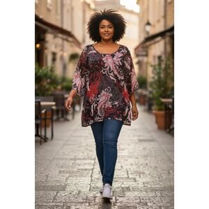 Sweet Candy Semi Sheer Paisley Blouse NWT Size 2X